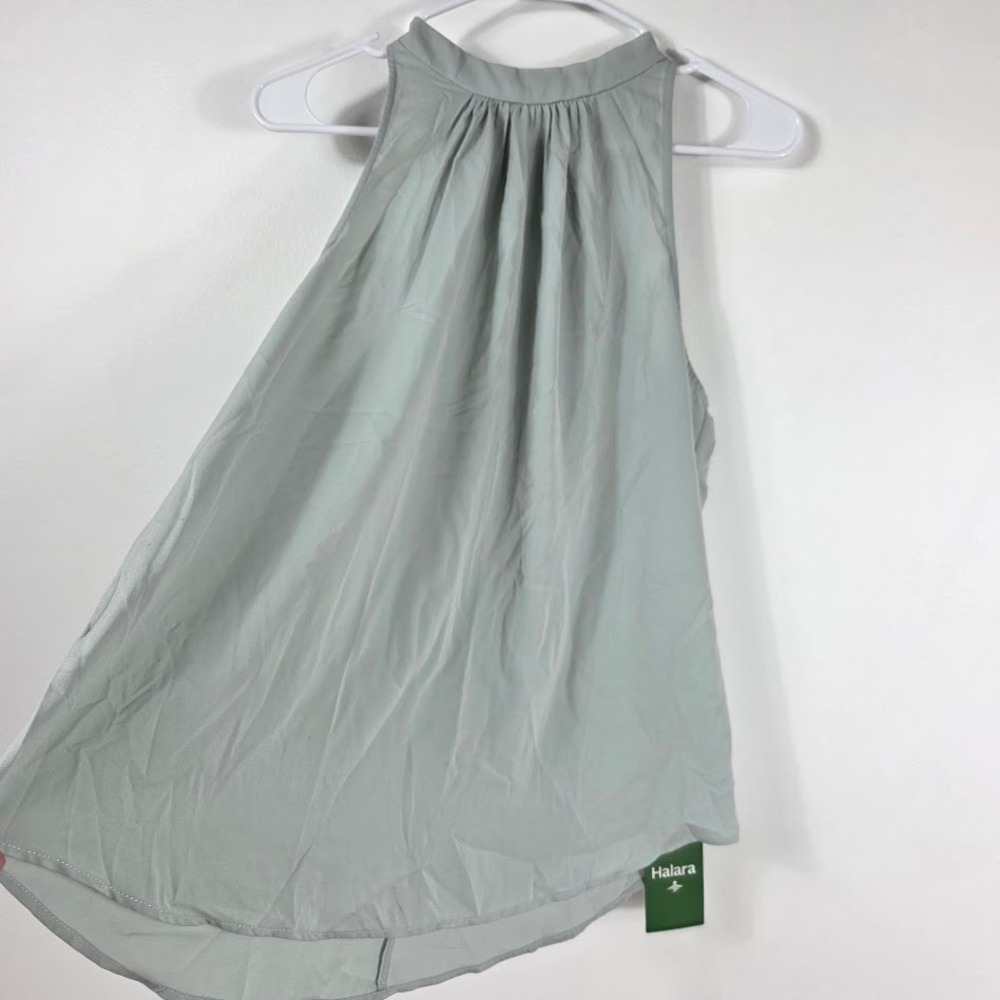 Halara Womens‎  High Neck Halter Pleated Sleeveless Blouse Top Gray Size M